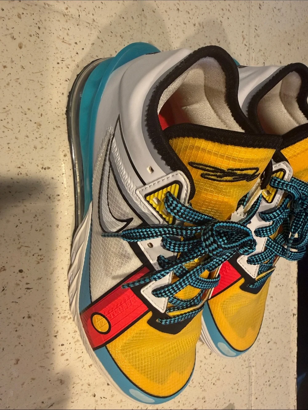 Lebrons size 8 Bright Multicolor Athletic Sneakers - Yellow, Blue, Pink Accents